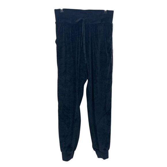 Victoria’s Secret On Point Velour Sweatpants Small Beaded Sides Jogger Black Y2K - Picture 1 of 7